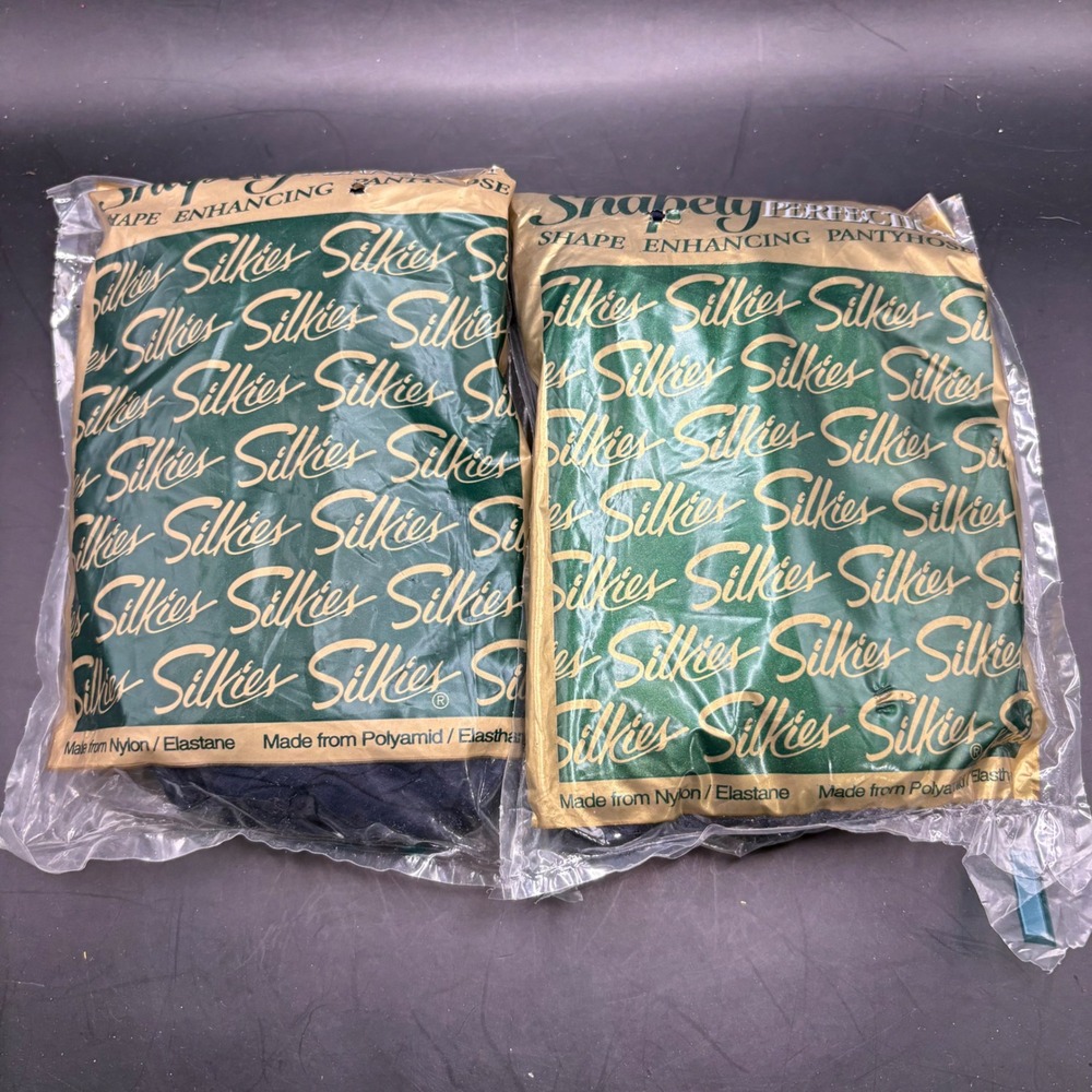 Lot of 2 Silkies Shapely Perfection Pantyhose Queen Navy‎ Blue X Large 010507